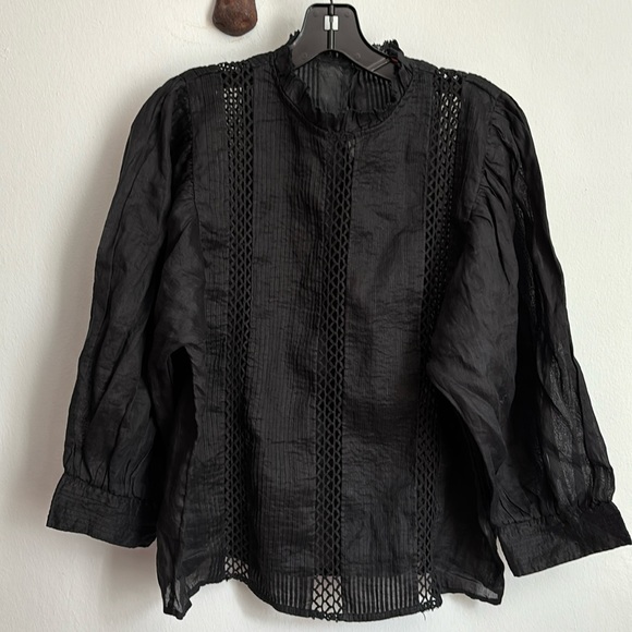 Frame black lace 3/4 sleeve top - Picture 1 of 3